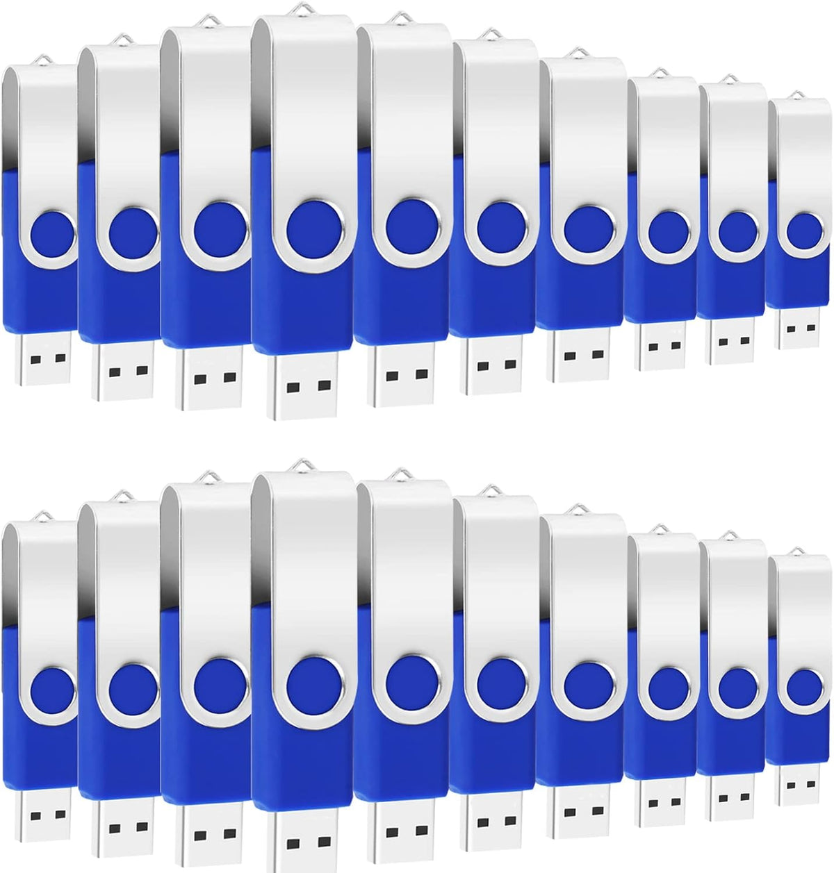 Blue Metal Swivel USB 2.0 Flash Drives 20 Pack A930