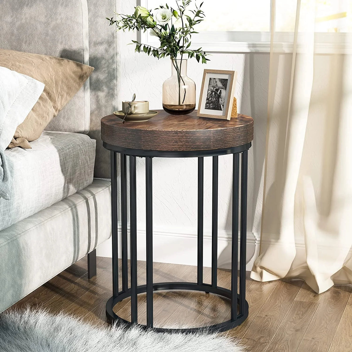 2 Tier Wood Round End Table M22278