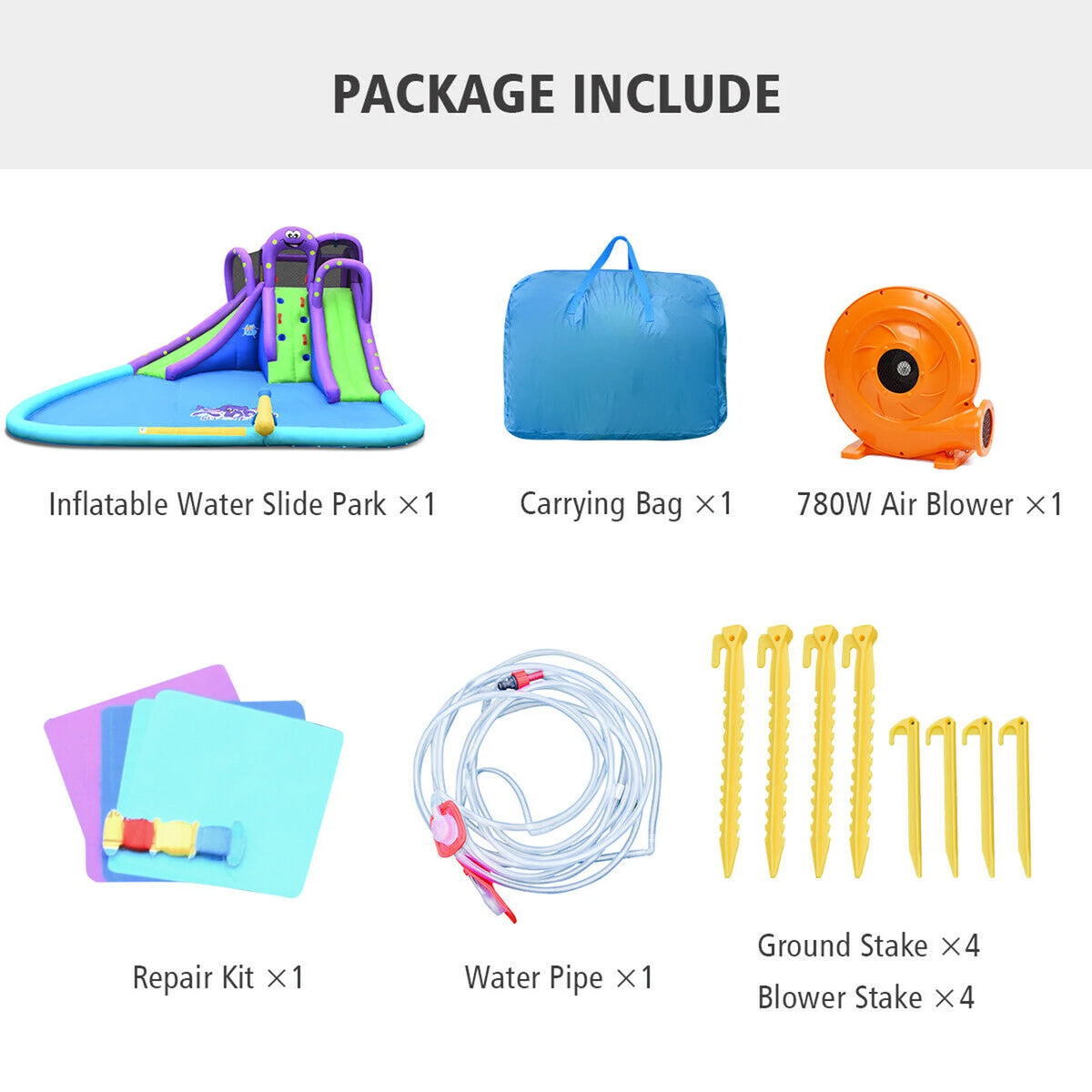 Inflatable Water Park Bounce House with Dual Slide Climbing Wall P871893
