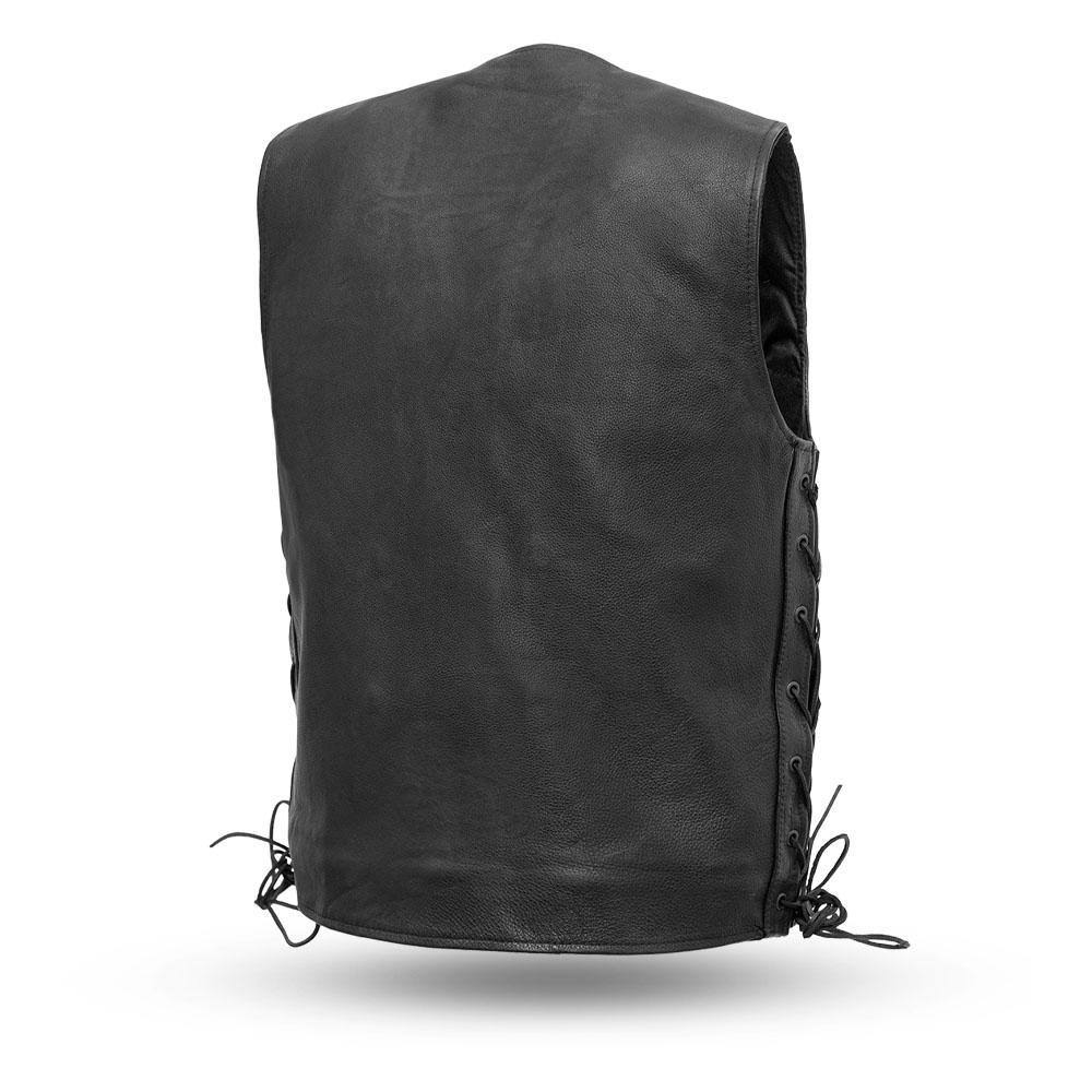 Black Leather Motorcycle Vest 8XL B34727