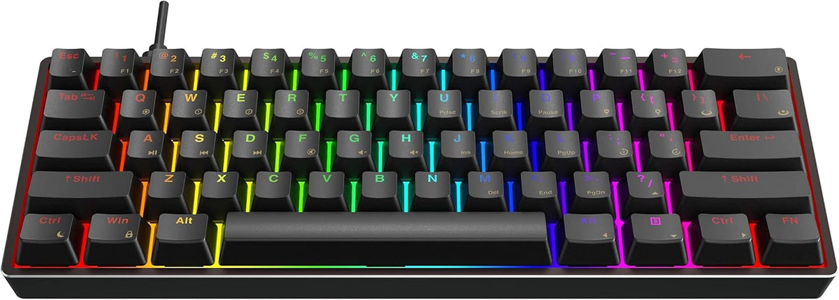 GK61 Mechanical Gaming Keyboard, 61 Keys Aluminum Case PBT Keycap Hot Swappable RGB Backlight U44719