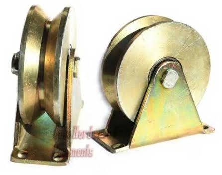 2 Pack 2.5 inch Sliding Gate Roller Steel V Type Wheel Track Rail with Bracket Gold Z59452
