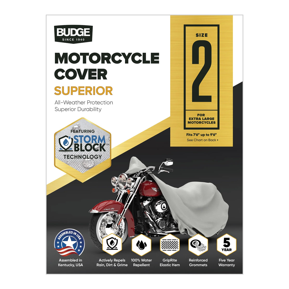 Gray Waterproof Motorcycle Cover F36556