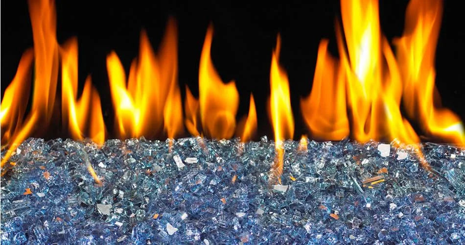 24x22 Carribean Blue Fireplace Fire Glass Y1266