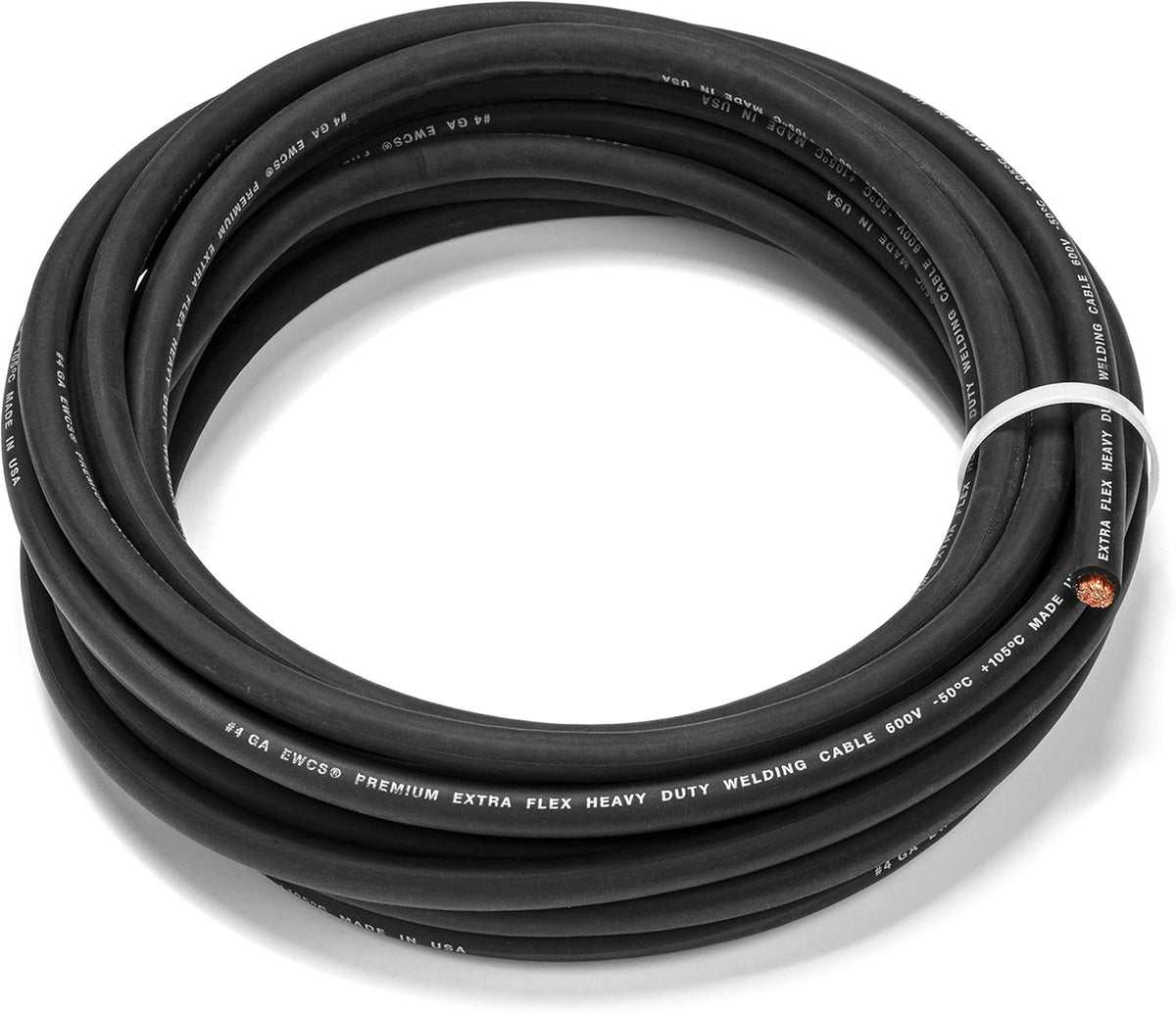 4 Gauge 30 Feet Black Copper Welding Cable 600 Volt E194963