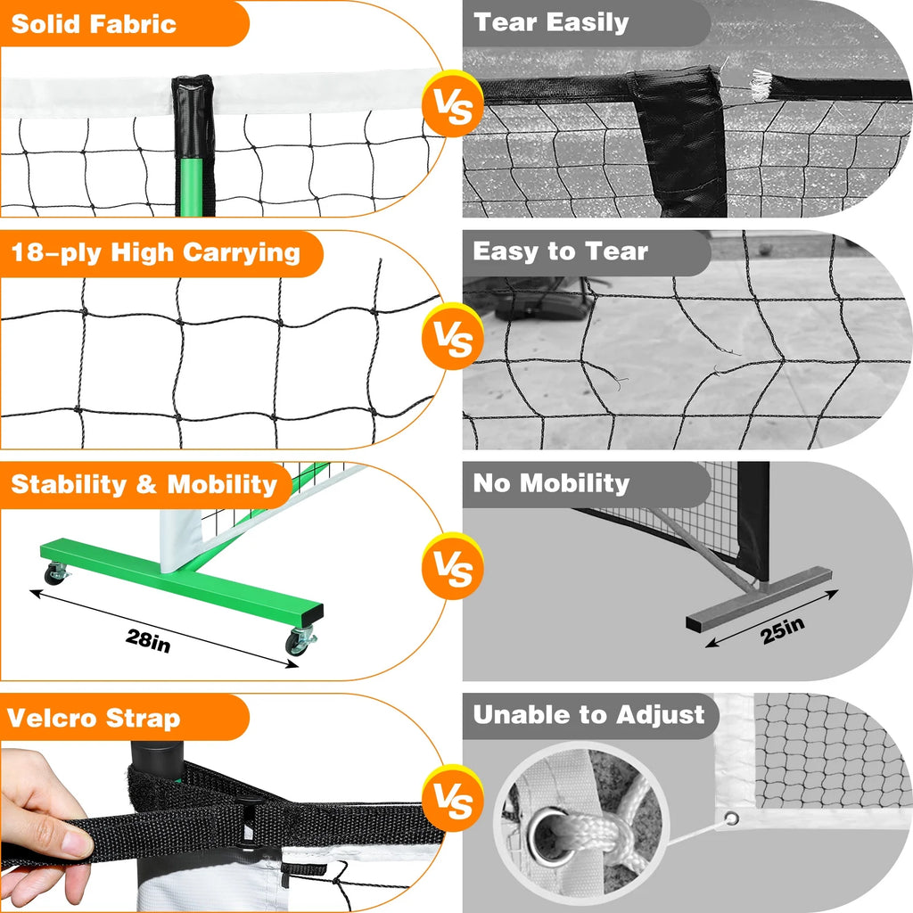 22 ft Portable Pickleball Net Set with Carrying Bag Q955356