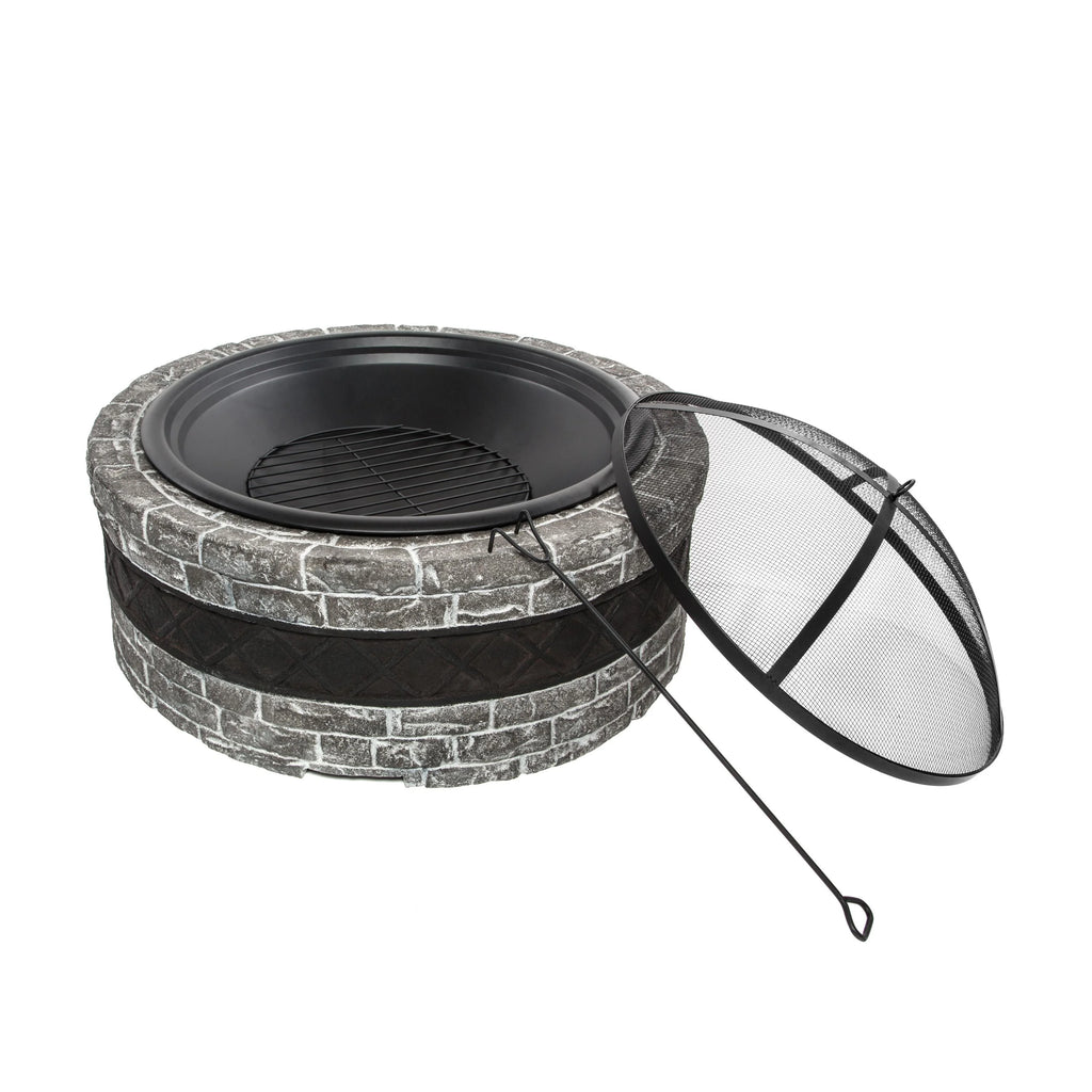 Wood Burning Fire Pit with Dome Screen & Poker M239