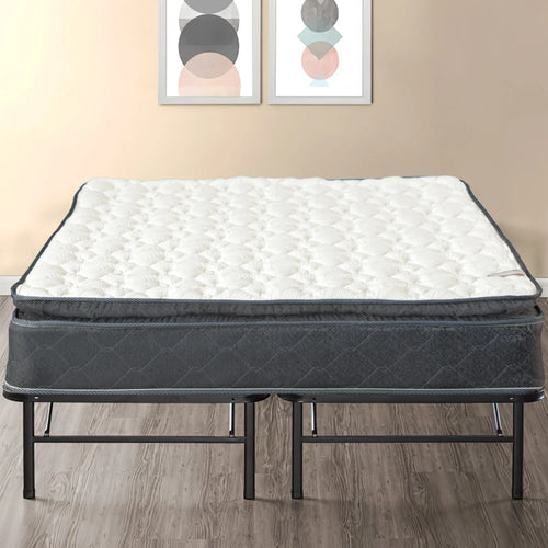 10-Inch Medium Pillow Top Hybrid Mattress and 14 Metal Platform Bed King D642237