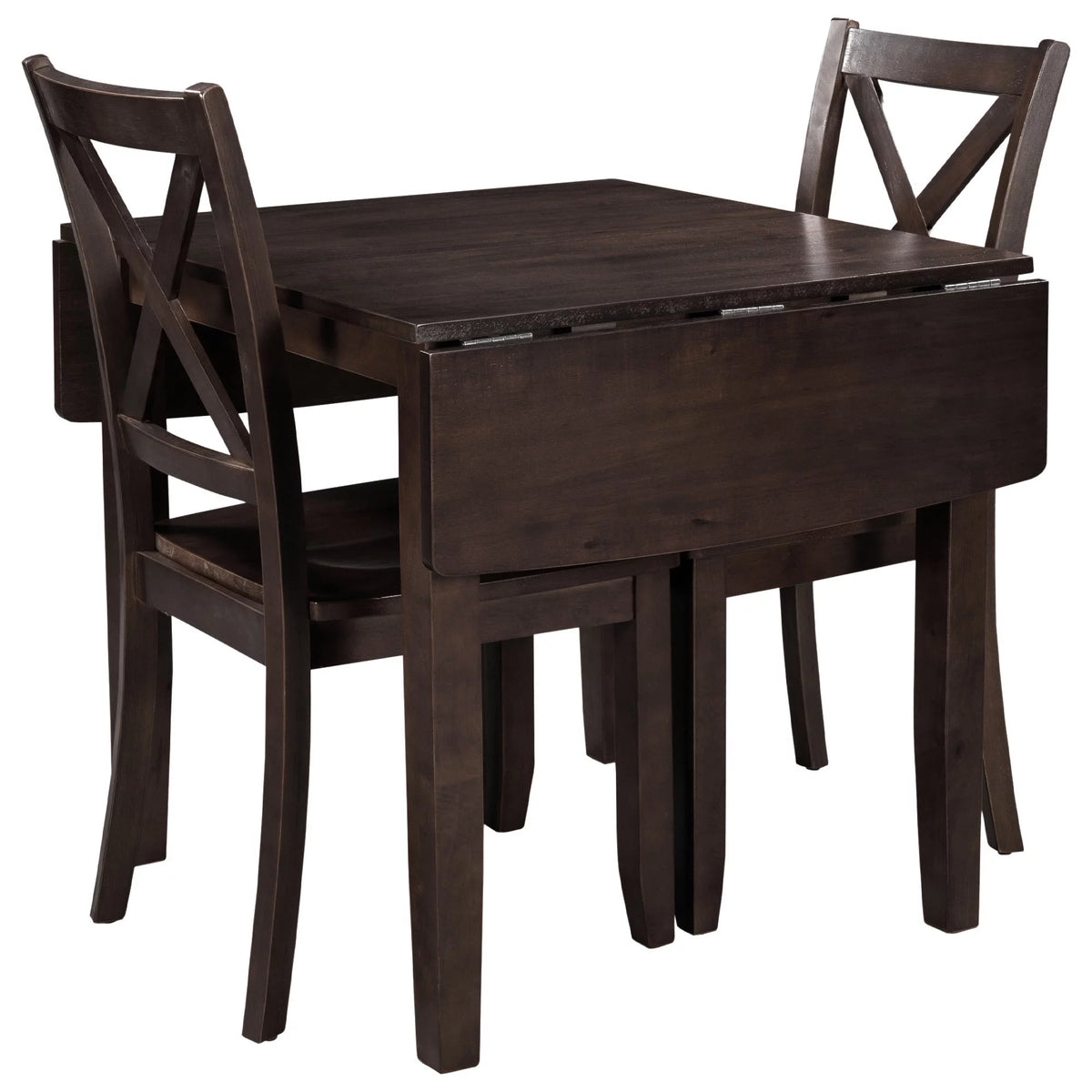 3-Piece Wood Drop Leaf Dining Table Set with 2 Chairs I66173