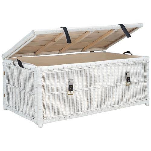 White/Brown Rattan Storage Trunk Q4619