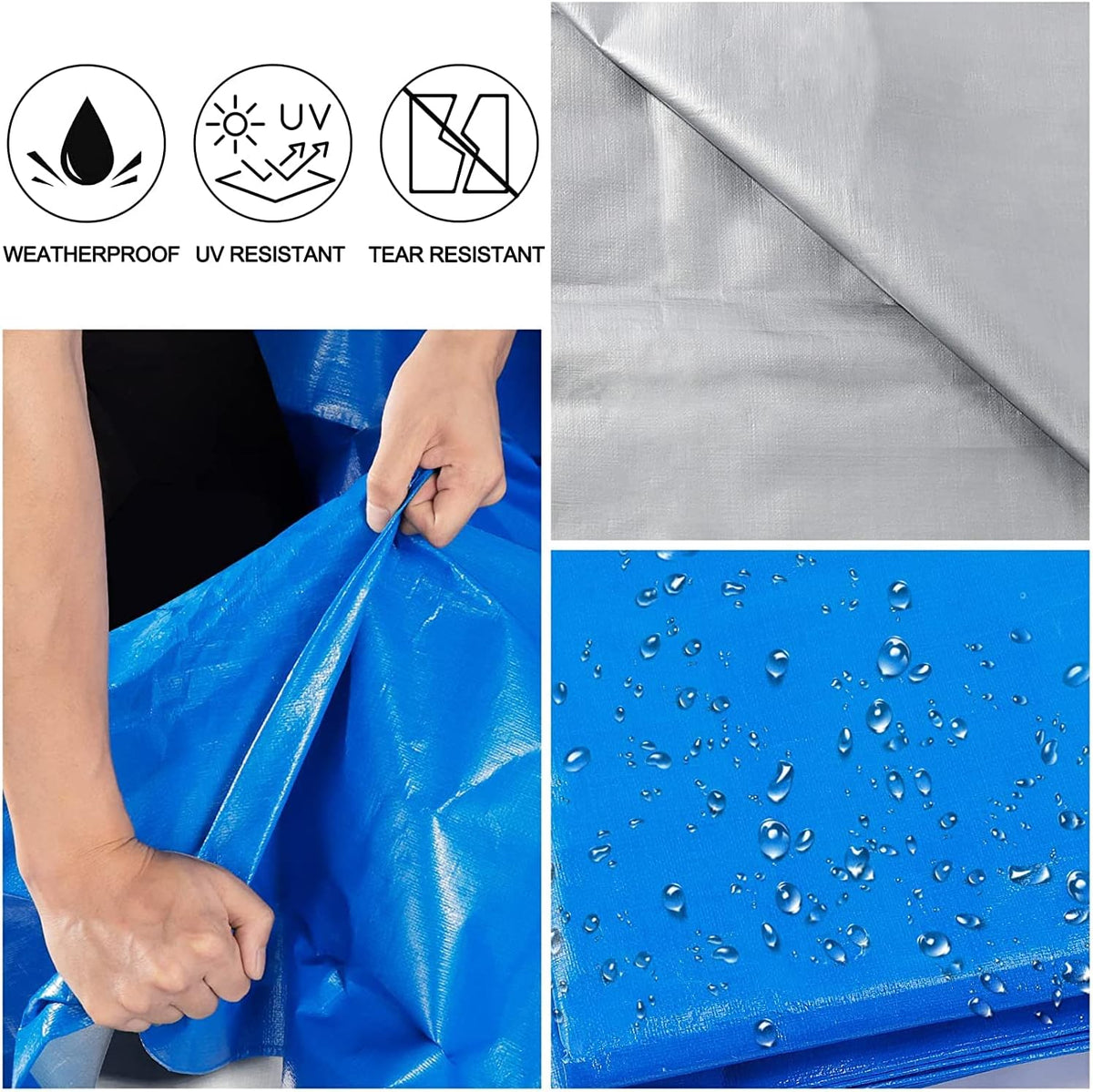 16 Mil Blue Poly Tarpaulin with Metal Grommets F957