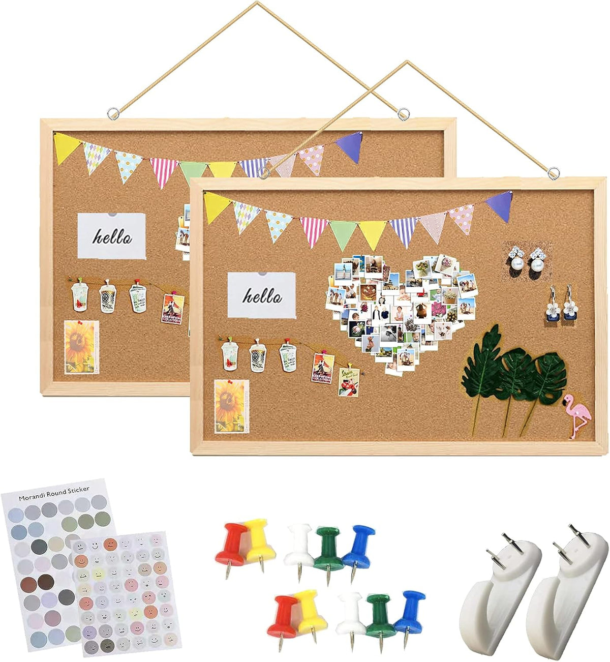 2Pack 16x11Inch Cork Boards with Natural Wooden Frame P395872