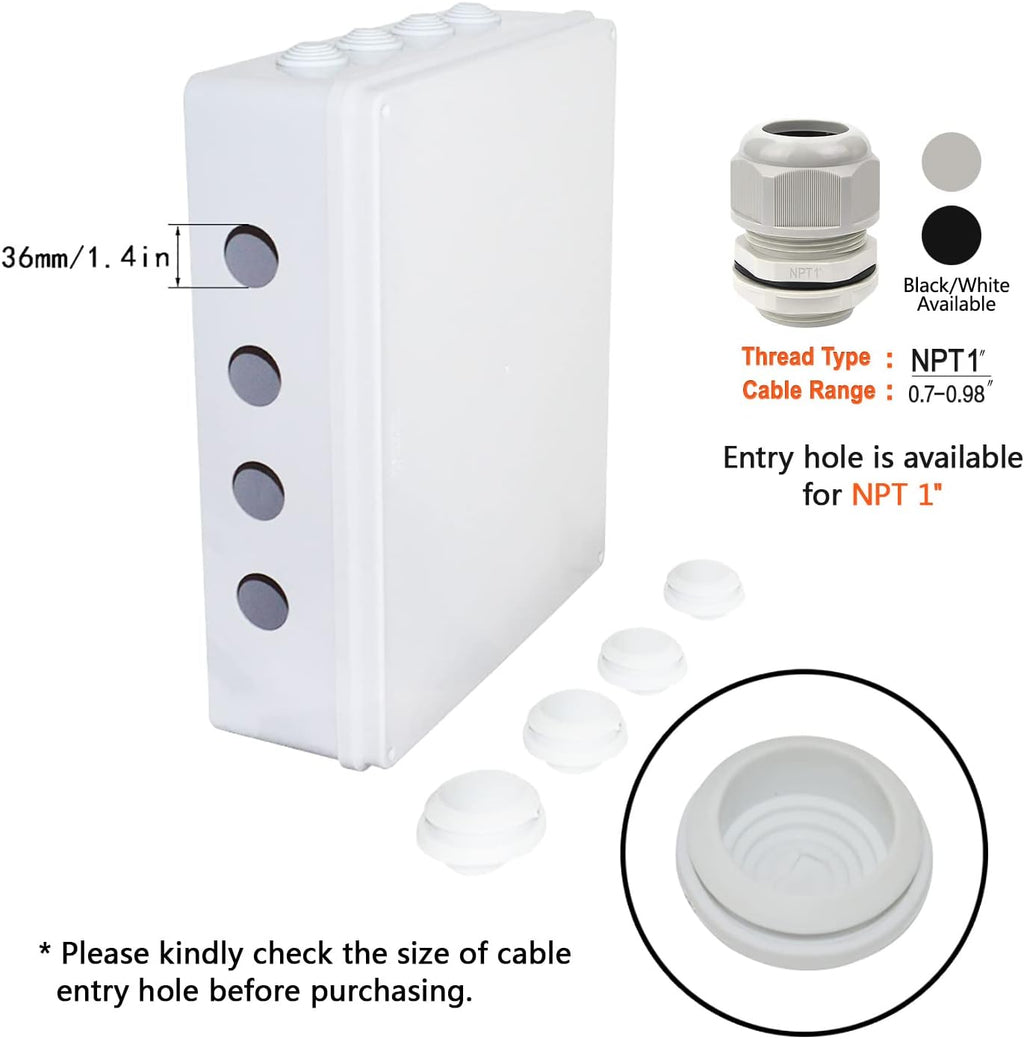 White ABS Plastic IP65 Junction Box Electrical Project Enclosure 15.7 x 13.8 x 4.7 inch Pack of 2 S90772