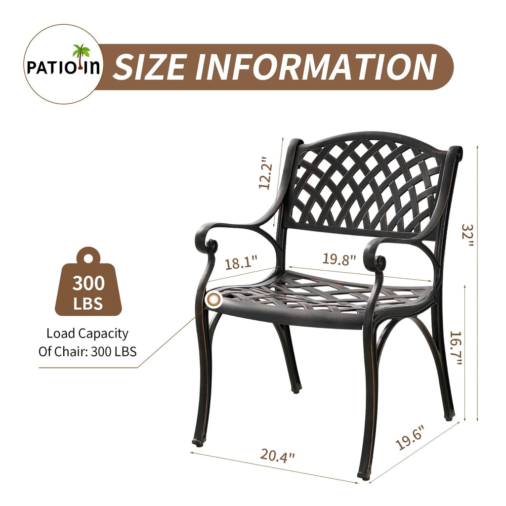 5 Piece Cast Aluminum Patio Dining Set with Umbrella Hole G467115