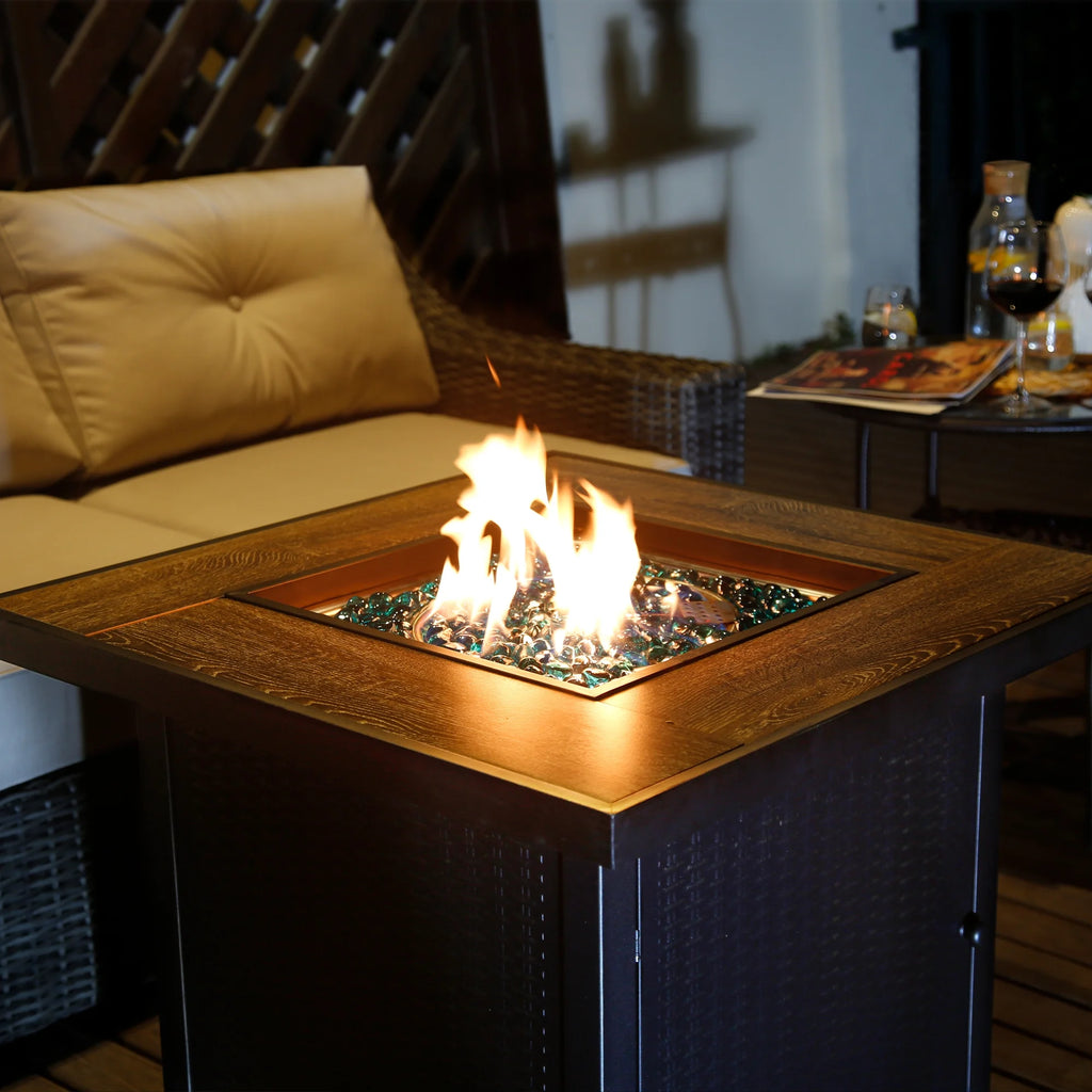 30'' Square Propane Gas Fire Pit Table Black W27665