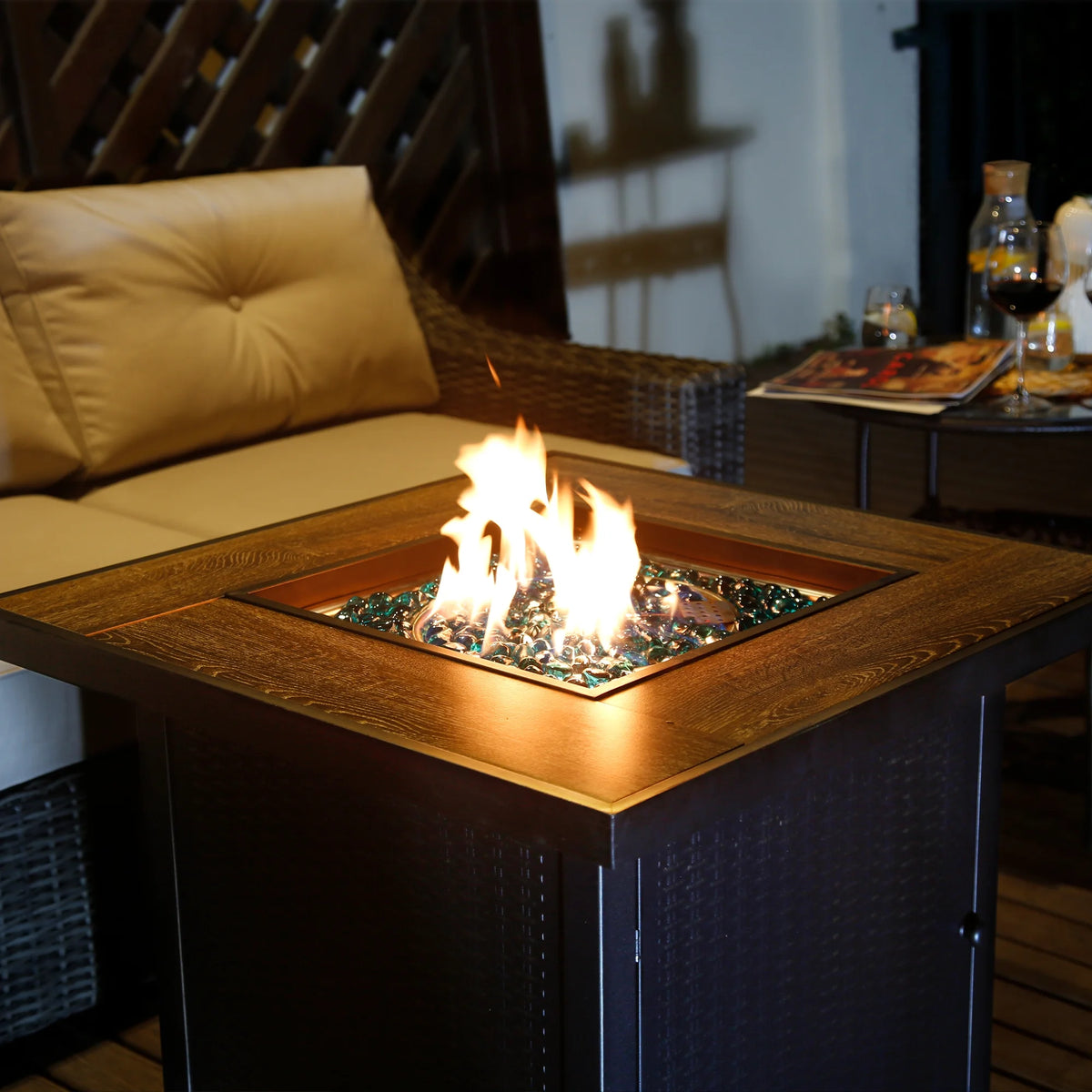 30'' Square Propane Gas Fire Pit Table Black W27665