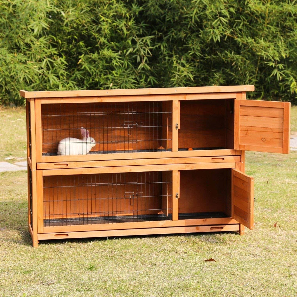 Wooden Rabbit Hutch Bunny Cage Small Animal Pet Cage G56348