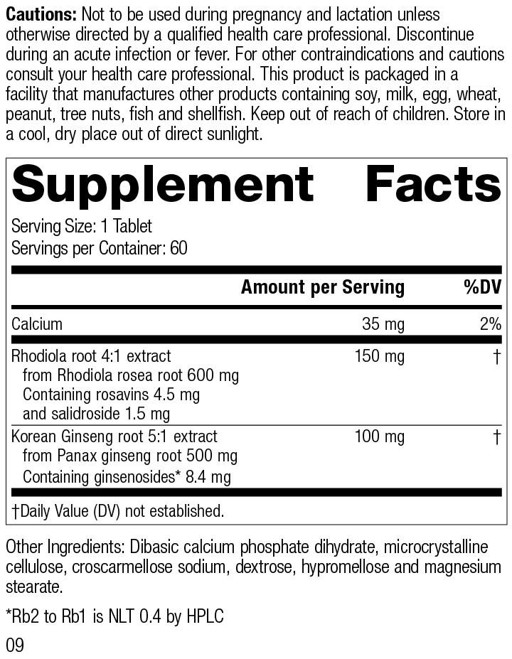 Rhodiola & Ginseng Complex 60 Tablets C251329