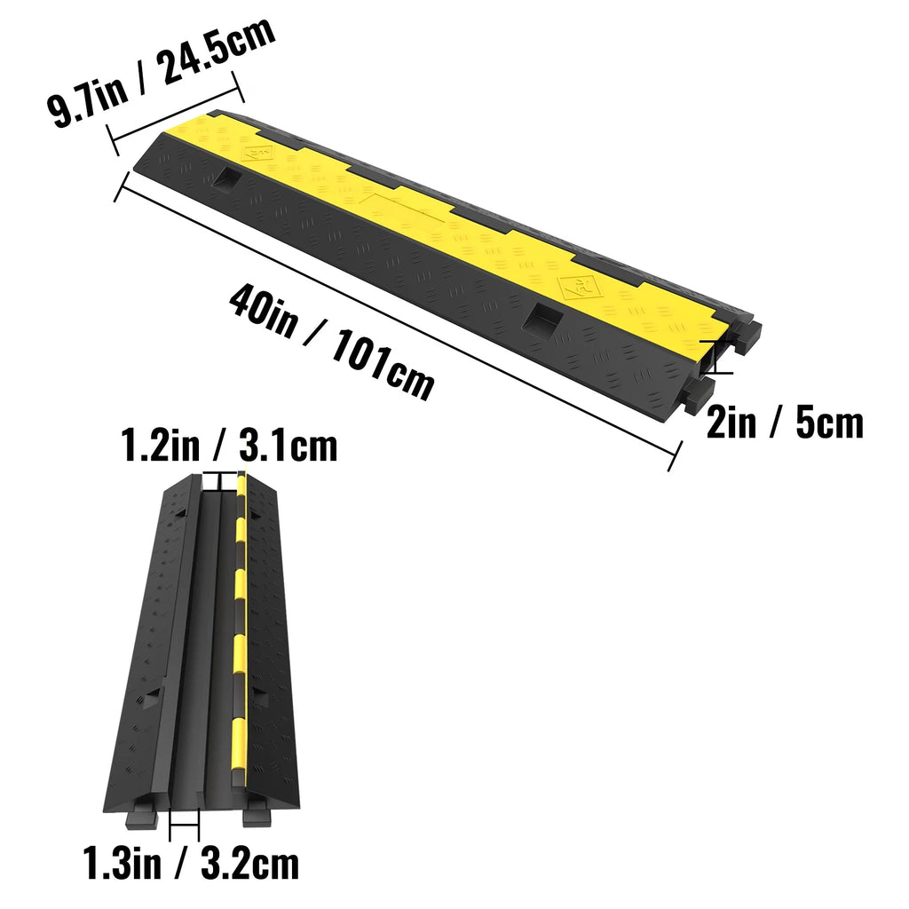 5 PCS 2-Cable Rubber Speed Bump Cable Protector Ramp A980