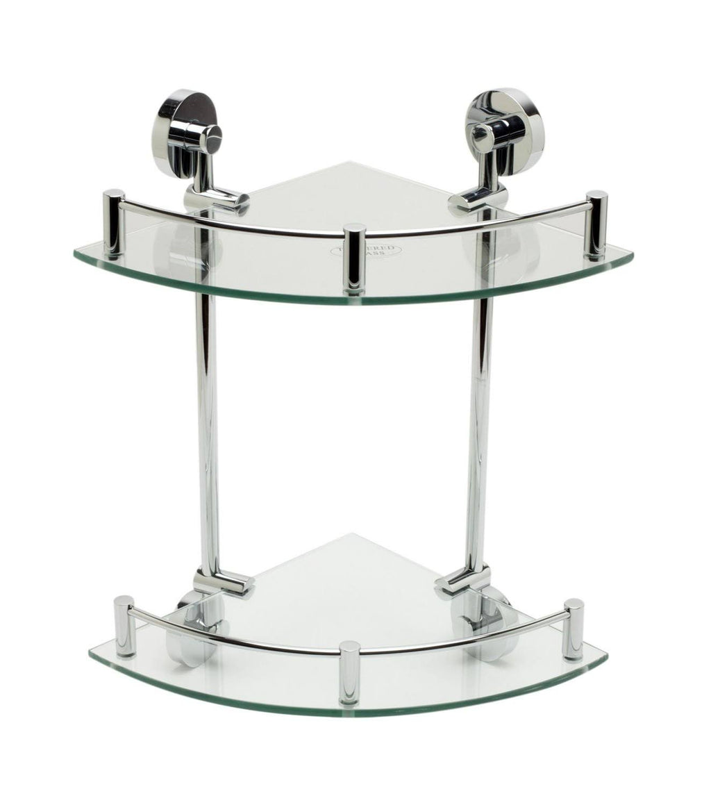 Polished Chrome Double Glass Shower Shelf Q96438