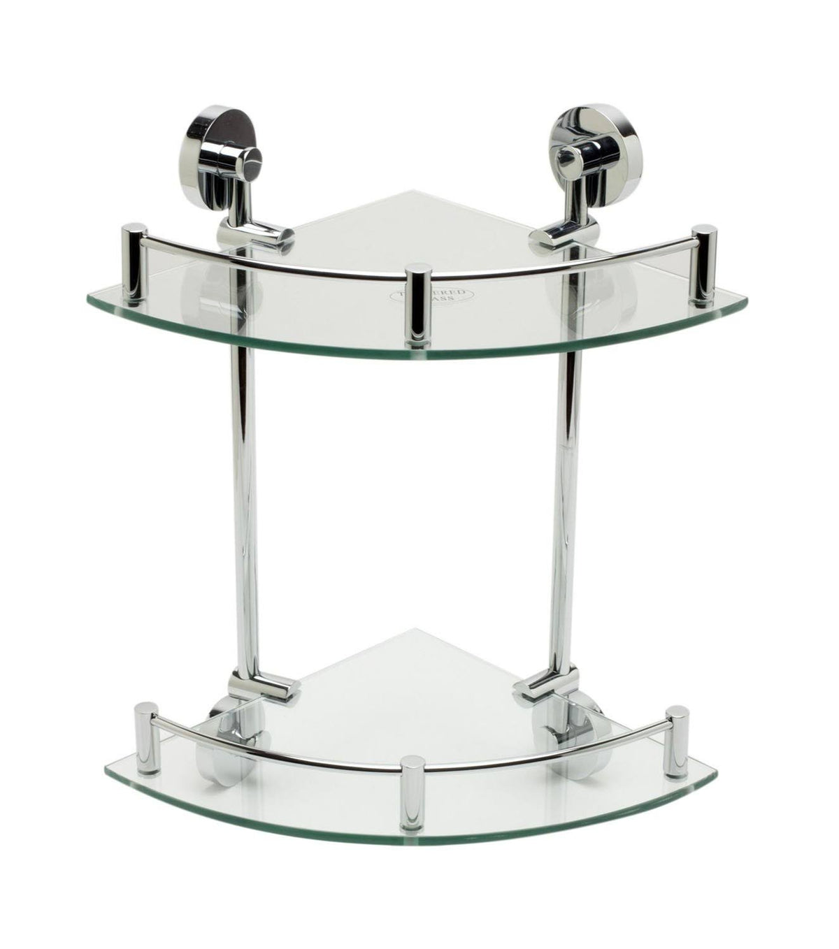 Polished Chrome Double Glass Shower Shelf Q96438