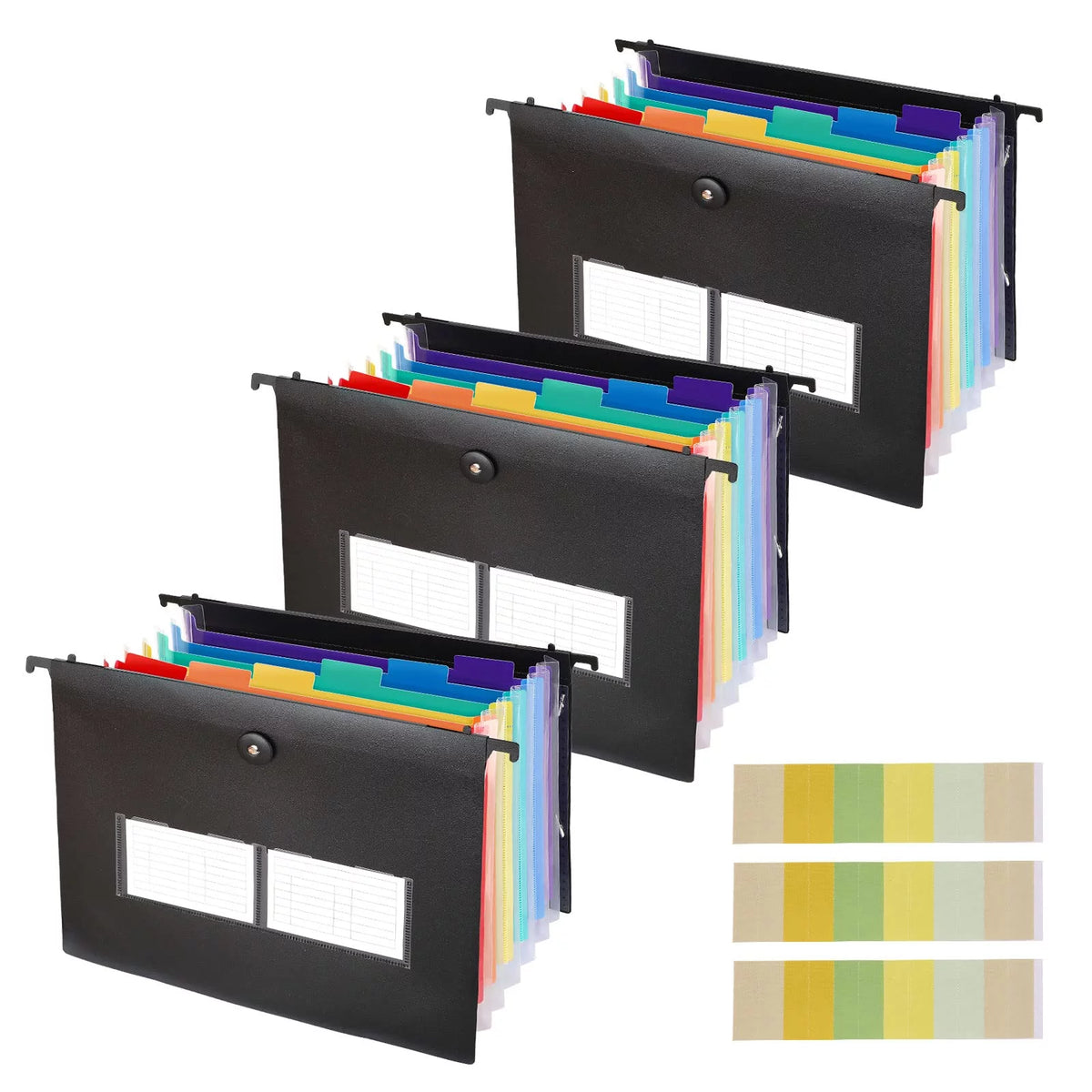 3 Pack Letter Size Hanging File Folders with Multi-Color Tabs K197