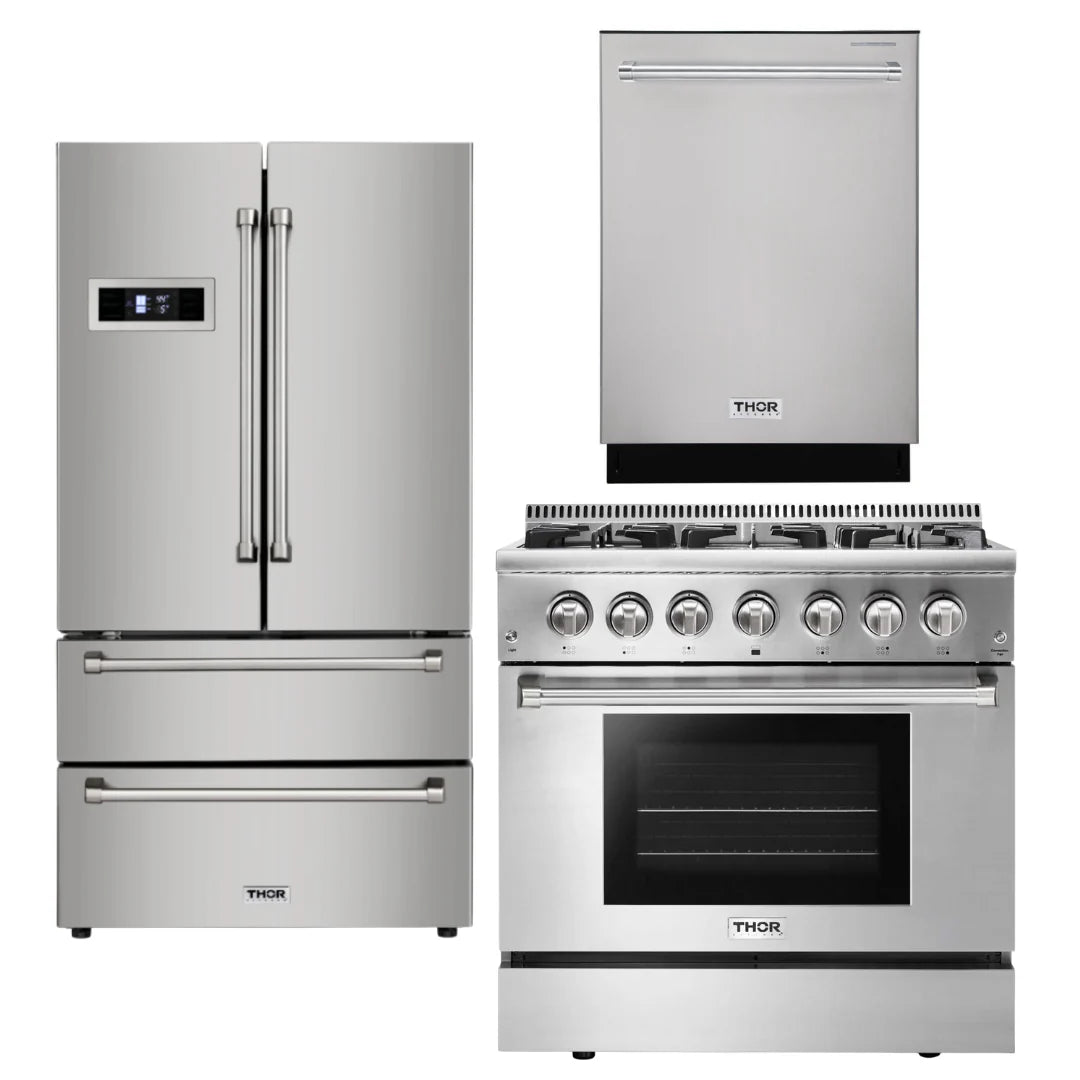 36 Propane Dual Fuel Range, Dishwasher, Refrigerator O17551