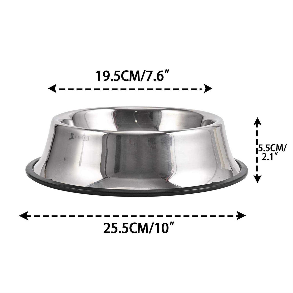2 Packs Stainless Steel Dog Bowl with Anti-Skid Rubber Base T8169