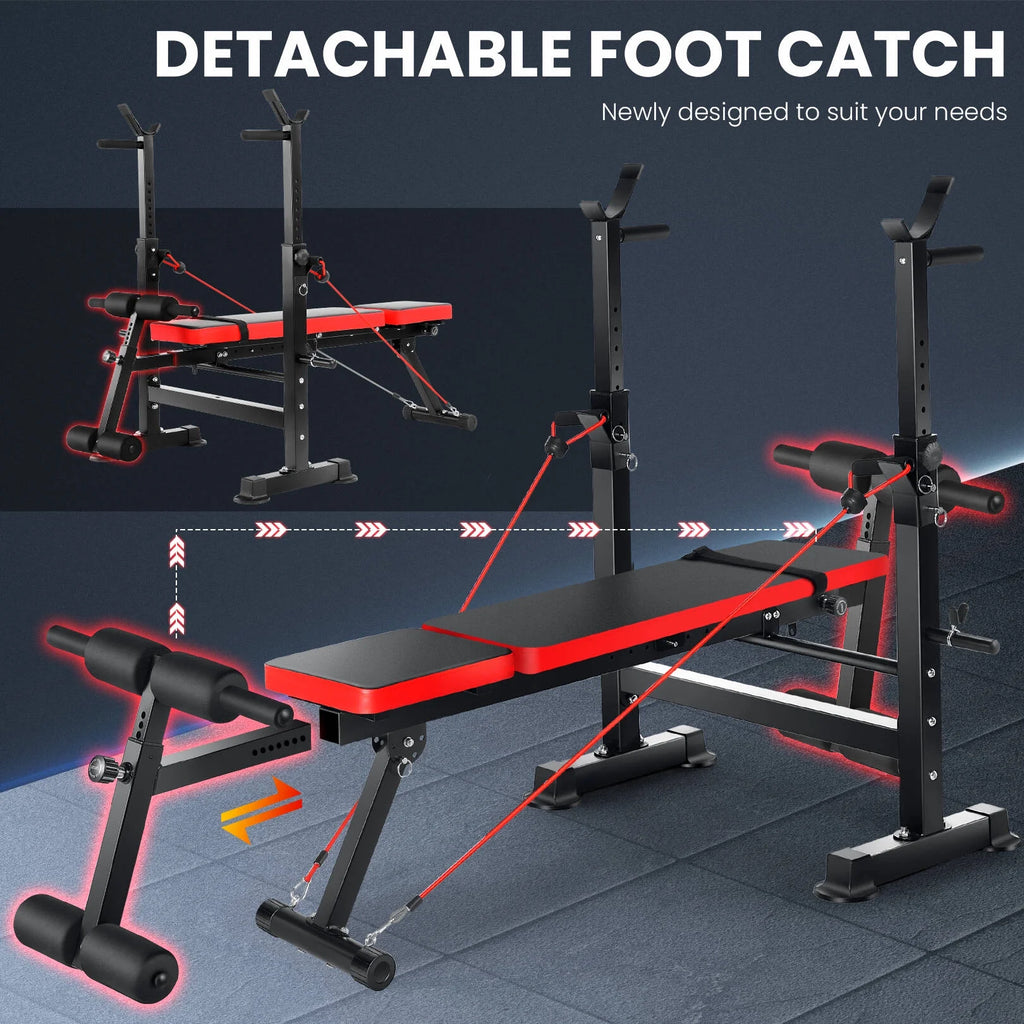 Adjustable Weight Bench Set with Barbell Rack S788161