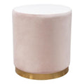 Blush Pink Velvet Round Accent Ottoman B582
