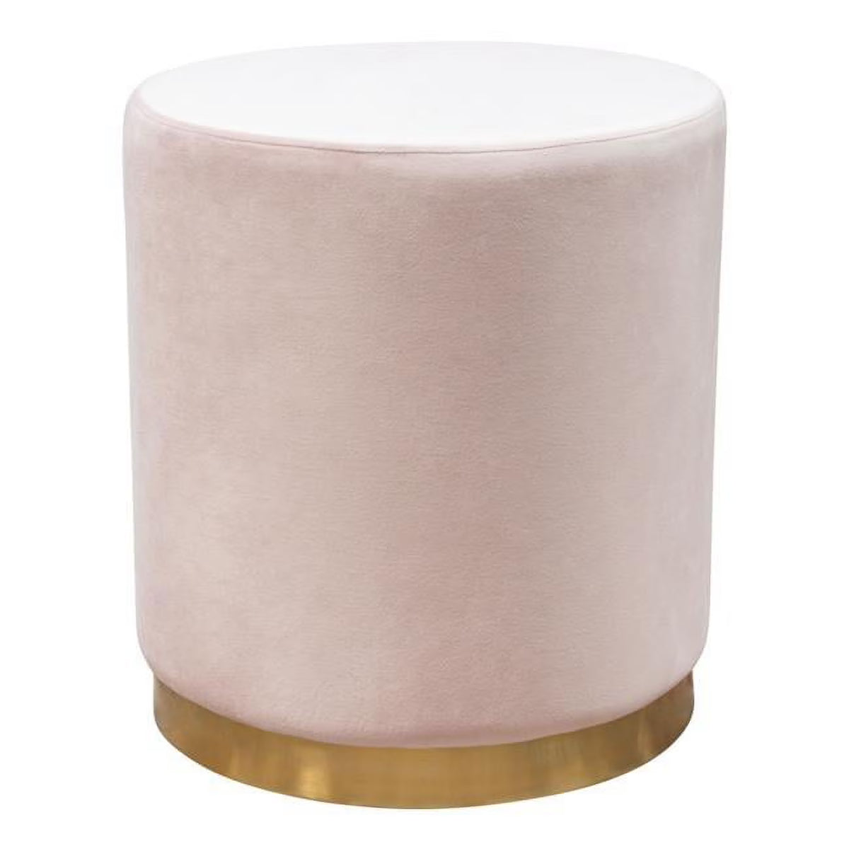 Blush Pink Velvet Round Accent Ottoman B582