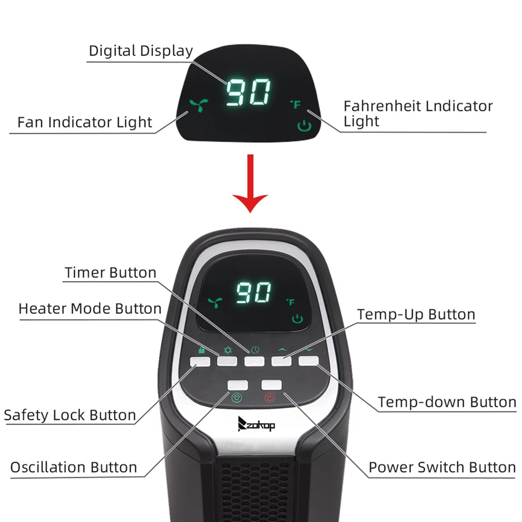 24'' 1500W Adjustable Electric Space Heater O145327