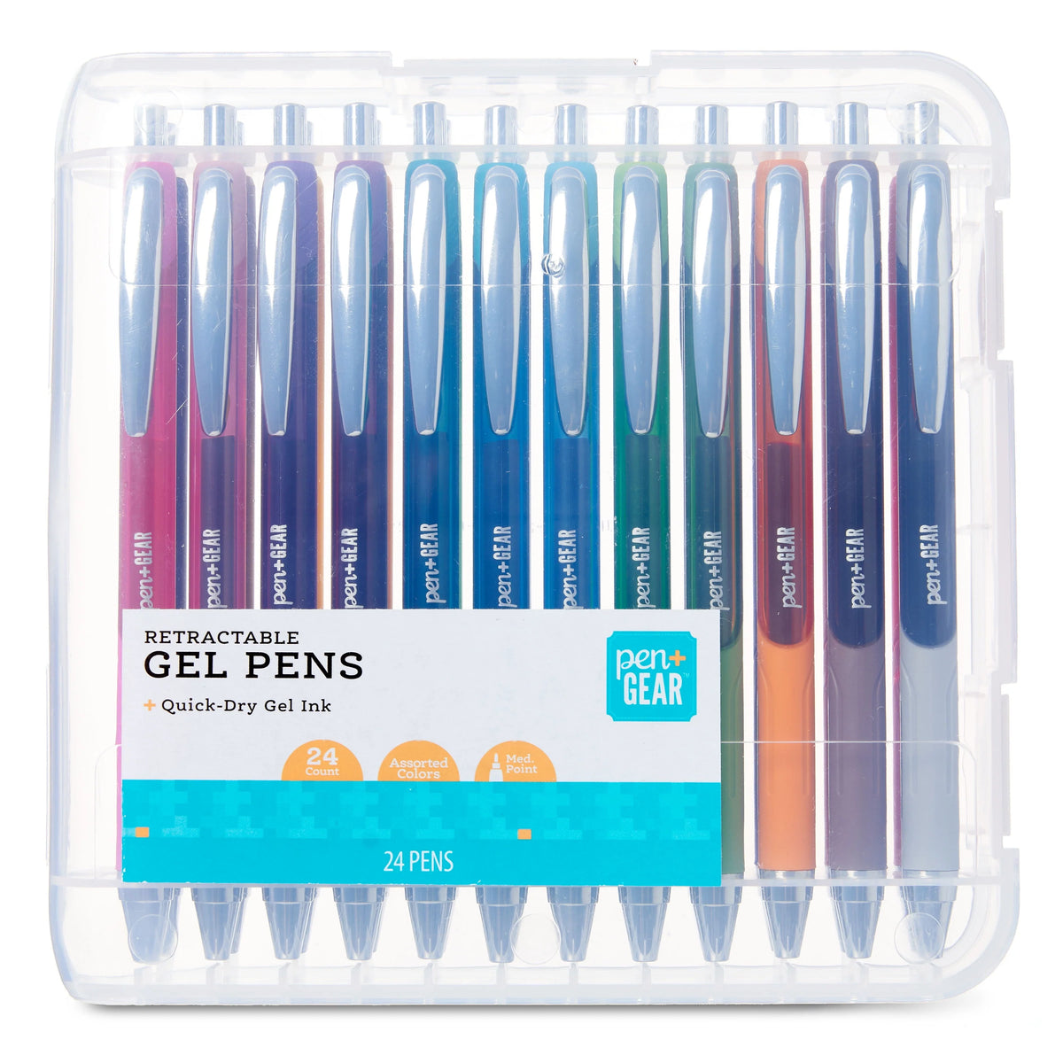 Retractable Gel Pens, Assorted Colors, 24 Count Q584