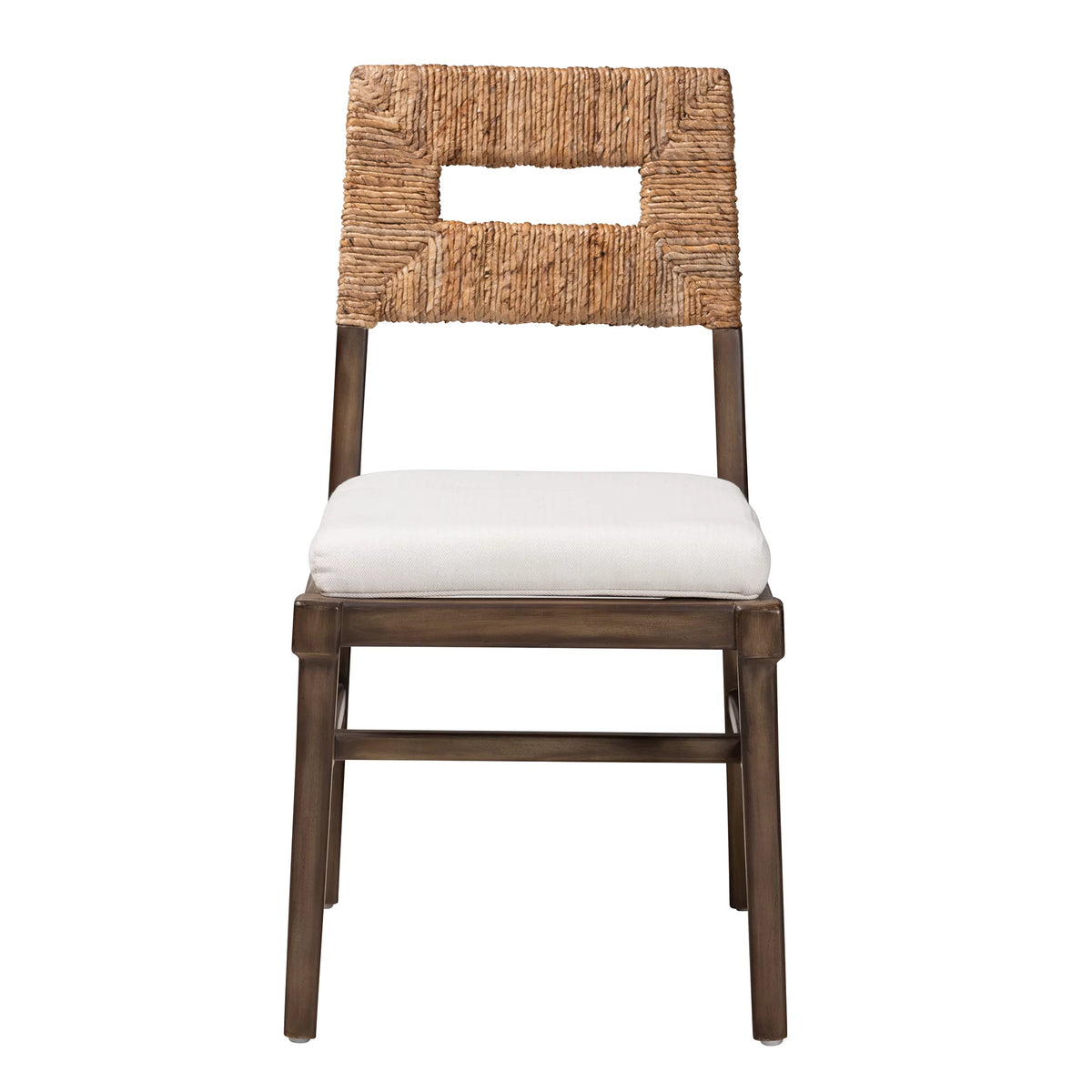 Dark Brown Mahogany Wood and Rattan Dining Chair A234574