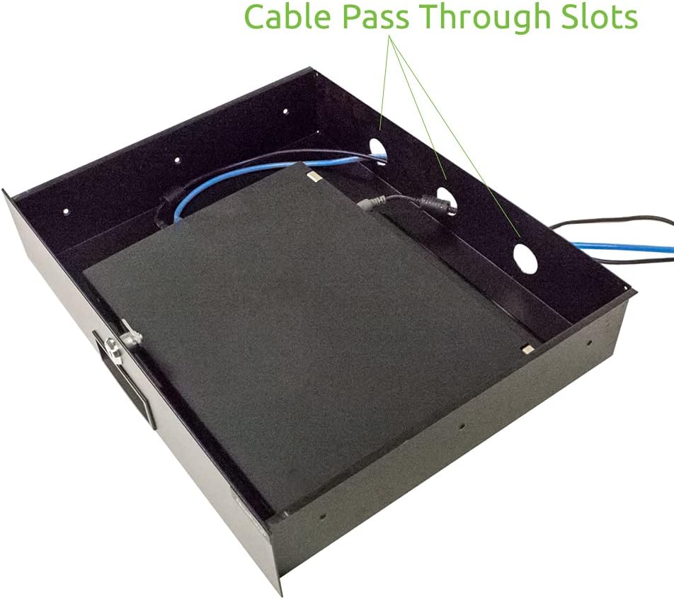 2U Black Rack Mount Drawer with Lock and Key A26091