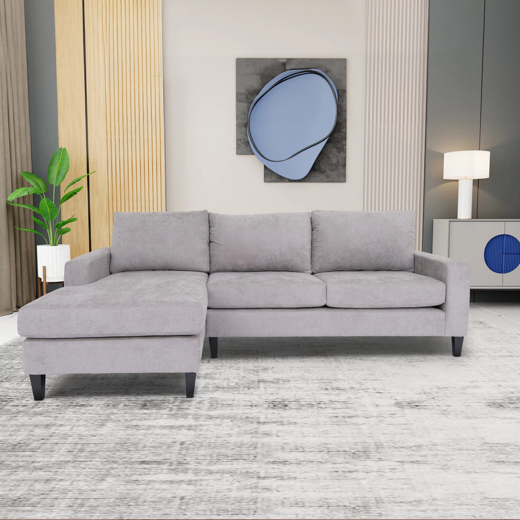 Grey L Shaped Sectional Sofa with Solid Wood Frame N8158