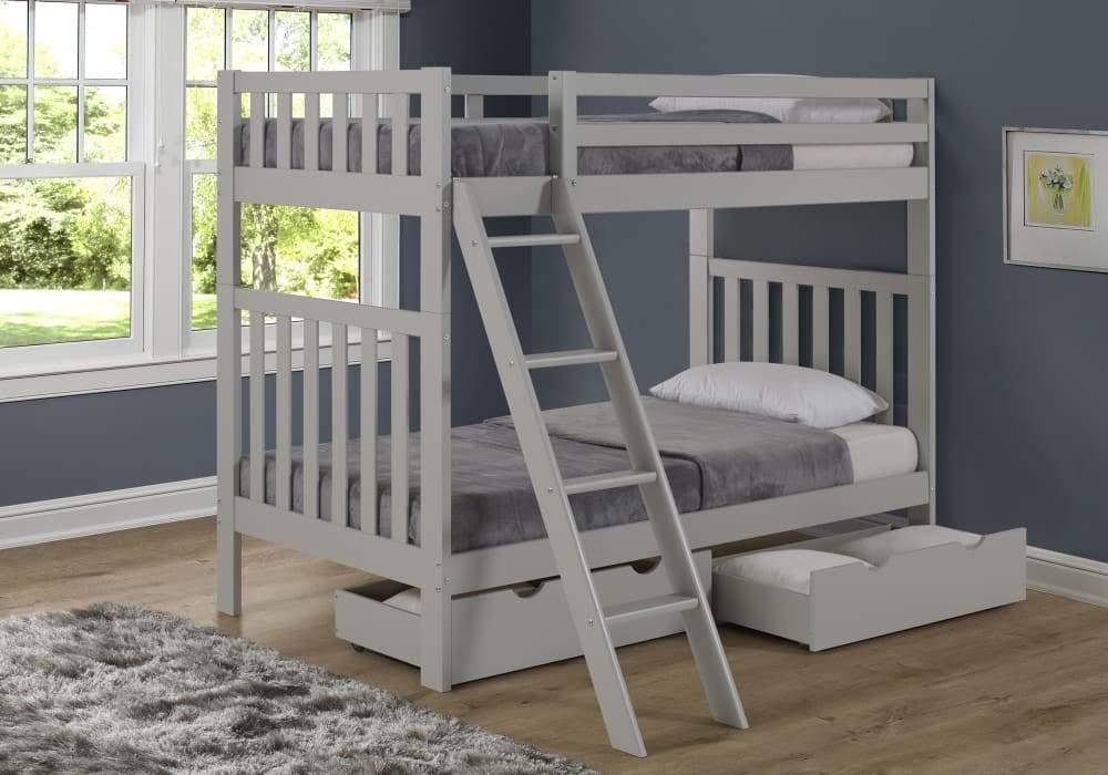 Twin Over Twin Bunk Bed with Storage Drawers, Dove Gray A206