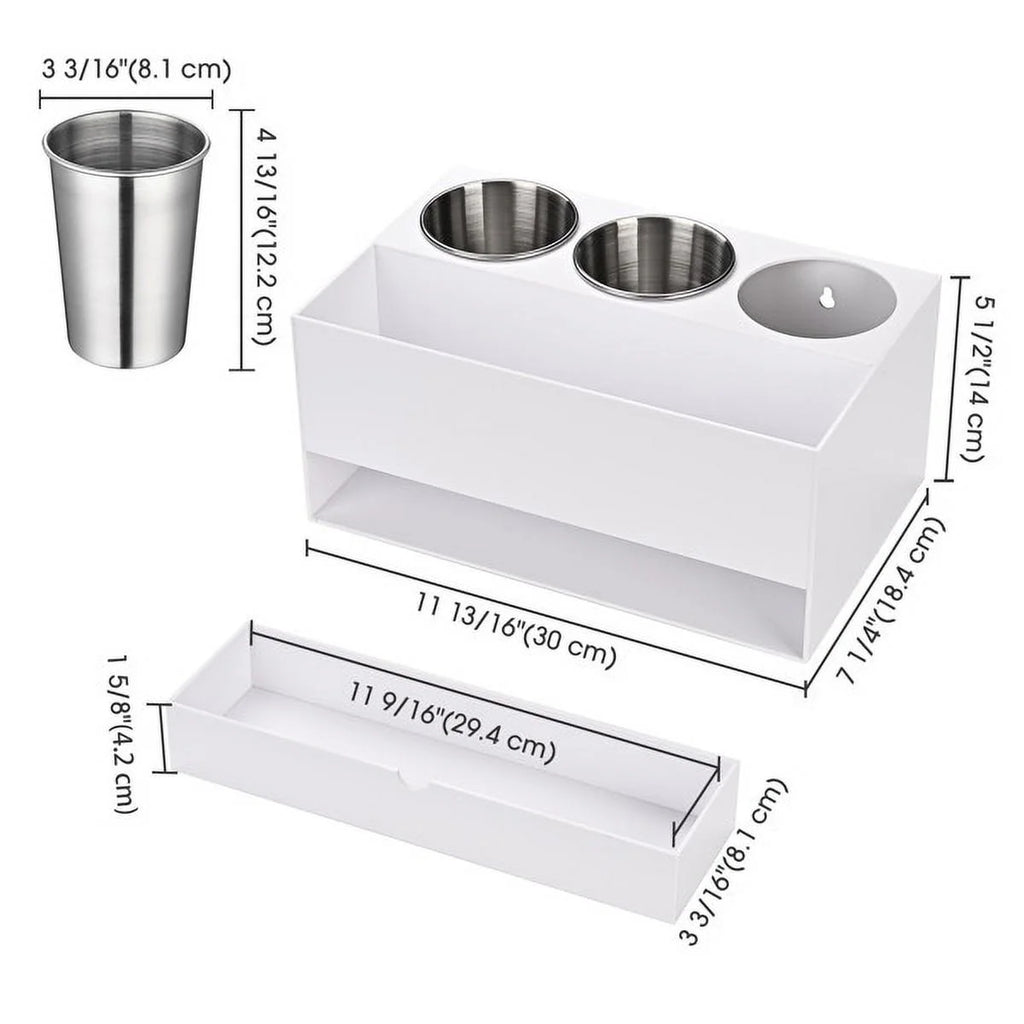 Wall Mount Hair Tool Organizer with 3 Removable Cups E963610