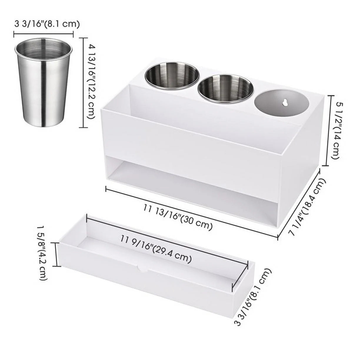 Wall Mount Hair Tool Organizer with 3 Removable Cups E963610
