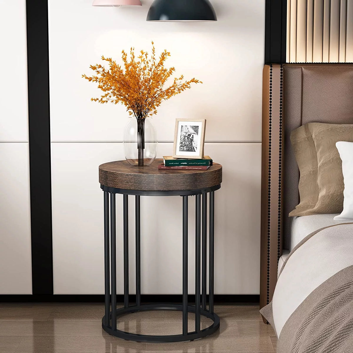 2 Tier Wood Round End Table M22278