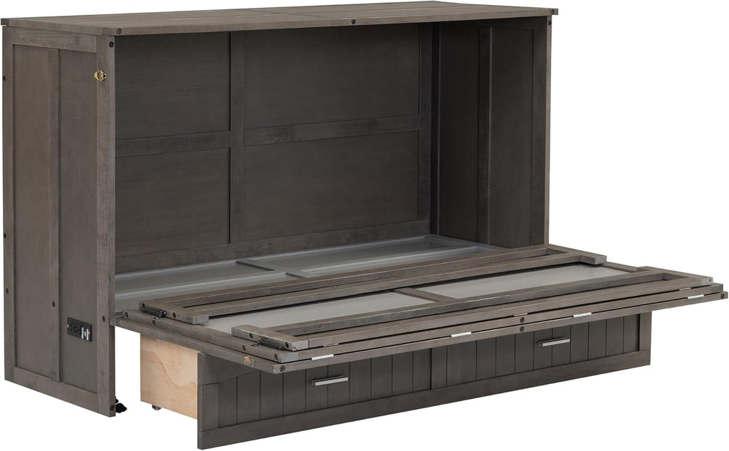 Queen Murphy Bed Cabinet with Drawer and Charging Station E4207