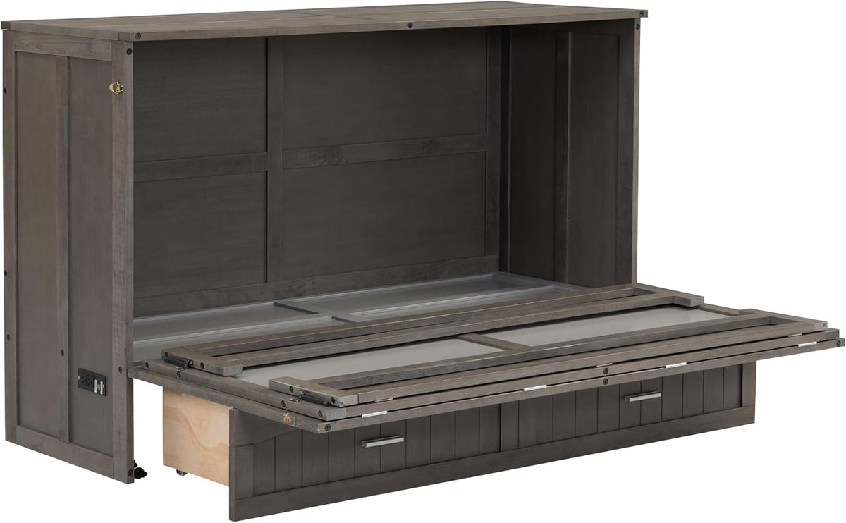 Queen Murphy Bed Cabinet with Drawer and Charging Station E4207