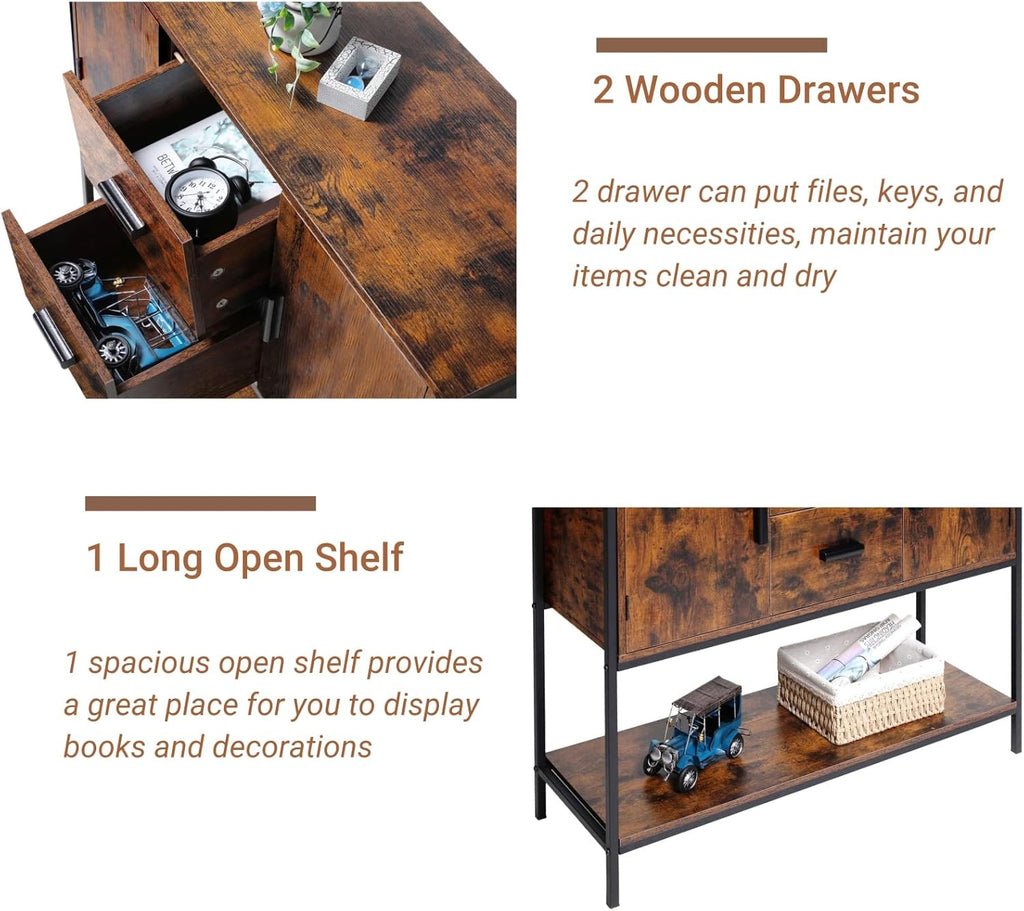 Rustic Brown Storage Cabinet with 2 Drawers S762