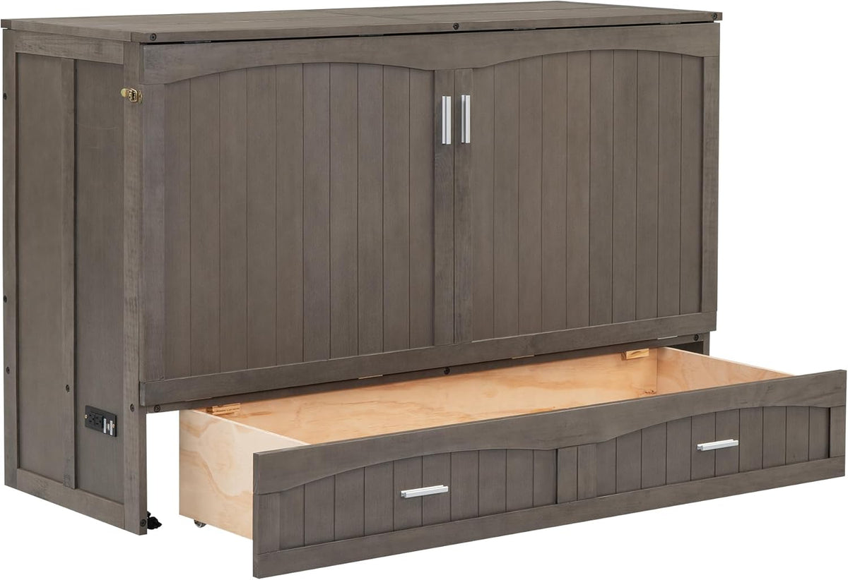 Queen Murphy Bed Cabinet with Drawer and Charging Station E4207