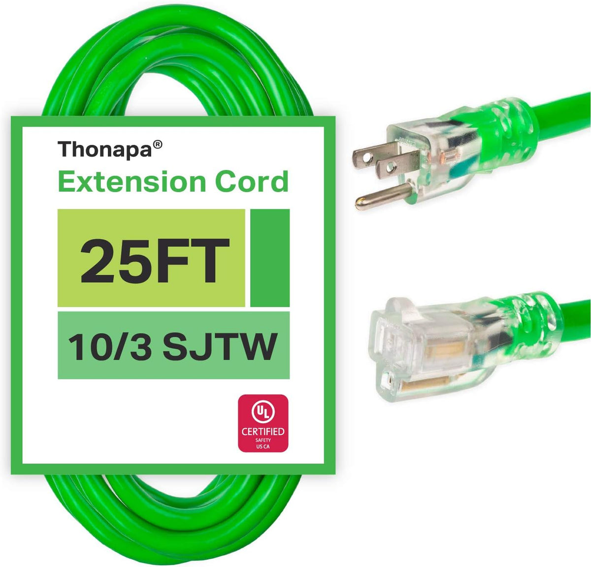 100 Foot 10 Gauge Neon Green Outdoor Extension Cord B176