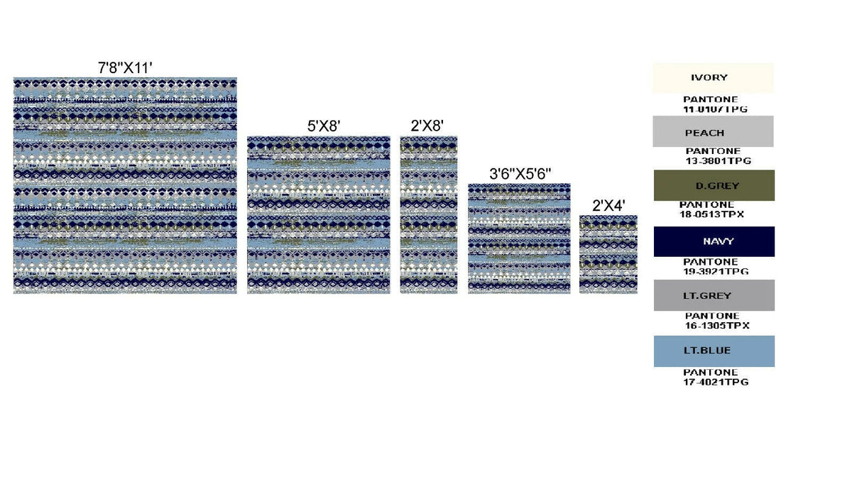 Light Blue Geometric Pattern Rug K758