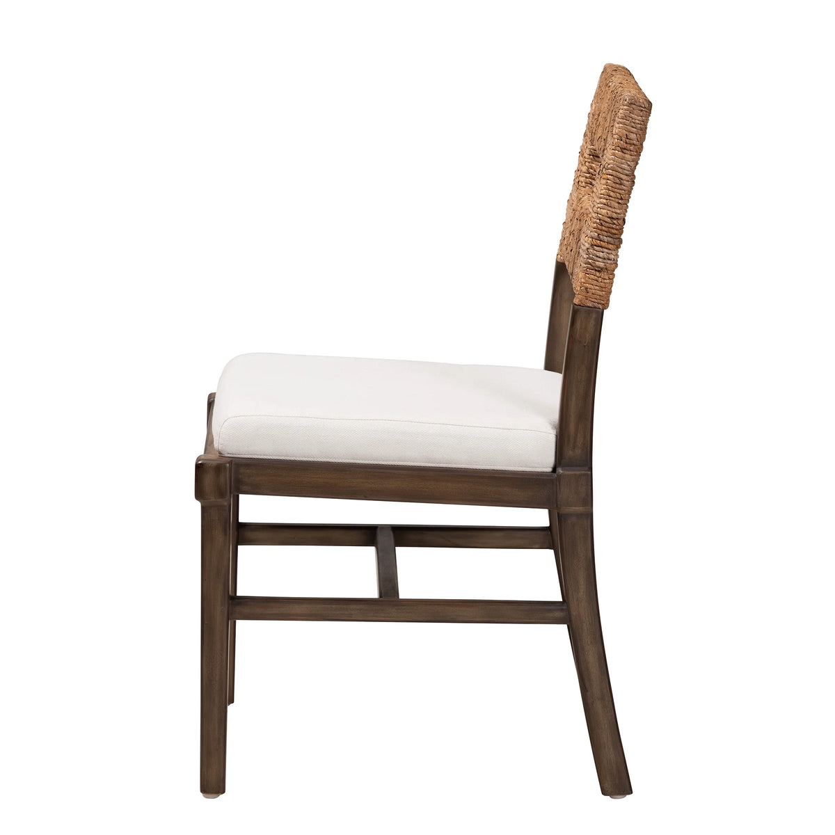 Dark Brown Mahogany Wood and Rattan Dining Chair A234574