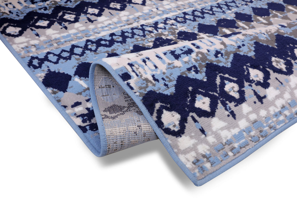 Light Blue Geometric Pattern Rug K758