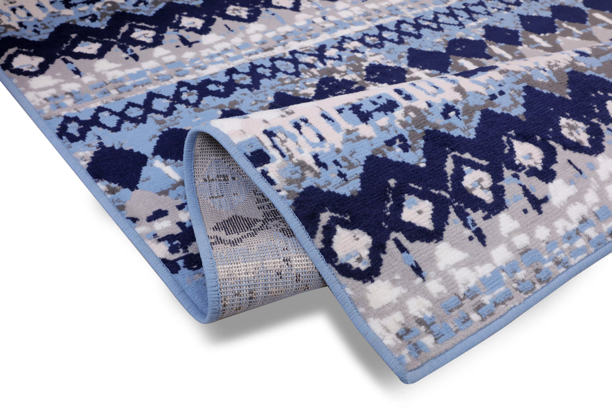 Light Blue Geometric Pattern Rug K758