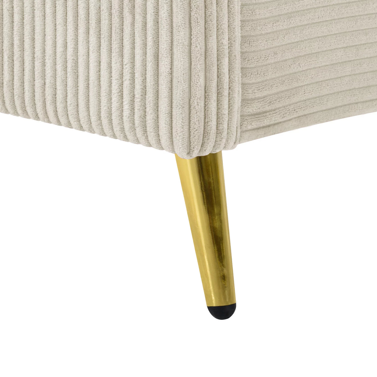 Beige Queen Corduroy Upholstered Platform Bed Frame with Headboard U1885